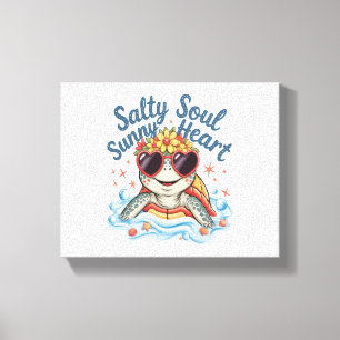 Turtle Floral Summer Beach Leinwanddruck