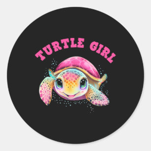Turtle Girl Earth Day Runder Aufkleber