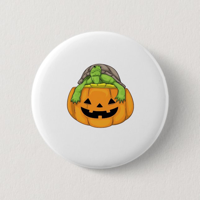 Turtle Halloween Pumpkin Classic T - Shirt_1 Button (Vorderseite)