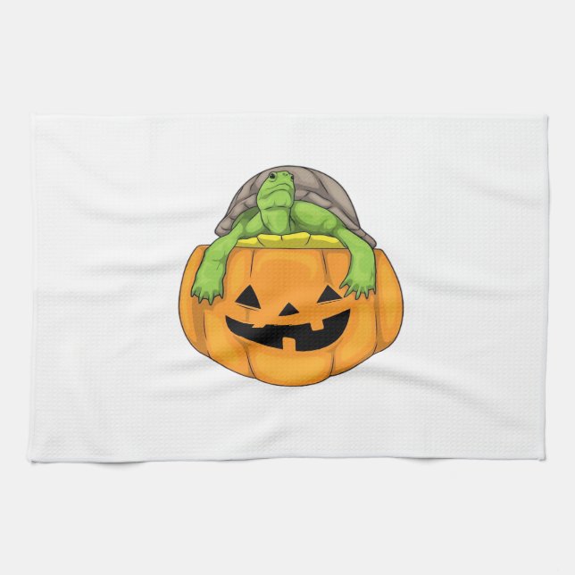 Turtle Halloween Pumpkin Classic T-Shirt_1 Geschirrtuch (Horizontal)