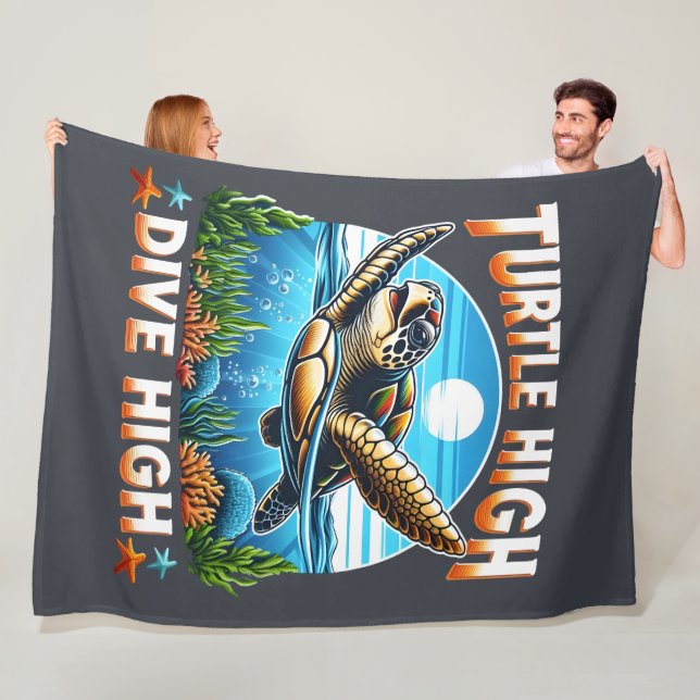 Turtle High Dive High Turtle Lover Fleecedecke (Beispiel)