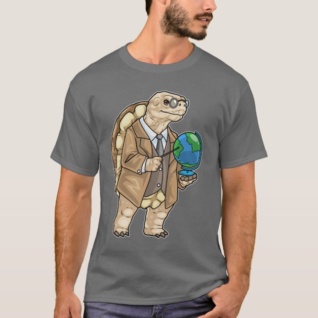 Turtle History Teacher Globe T-Shirt (Vorderseite)