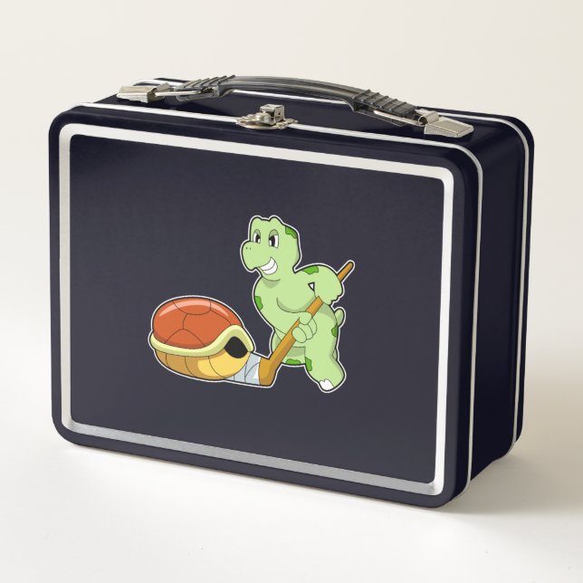 Turtle Ice Hockey Ice Hockey-Stab Metall Brotdose (Vorderseite)