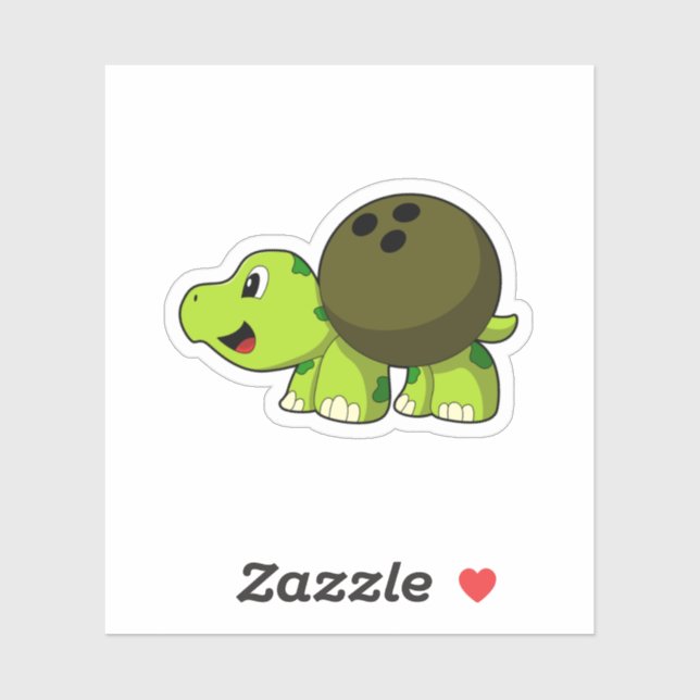 Turtle im Bowling mit Bowlingball Aufkleber (Blatt)