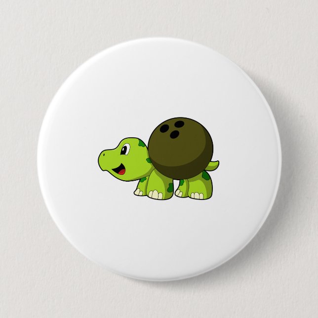 Turtle im Bowling mit Bowlingball Button (Vorderseite)