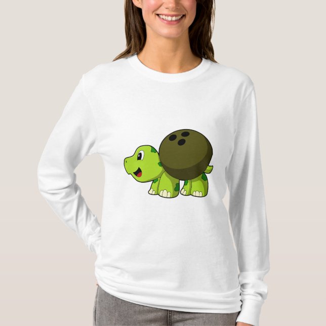 Turtle im Bowling mit Bowlingball T-Shirt (Vorderseite)