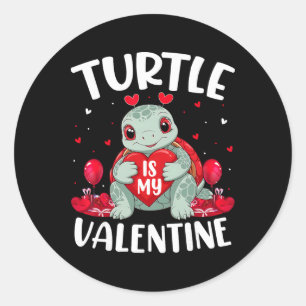 Turtle Ist Mein Valentin Liebes Herzen Turtle Vale Runder Aufkleber