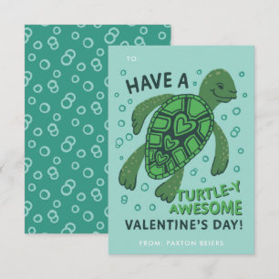 Turtle-Klassenzimmer Valentine's Exchange Card Einladung