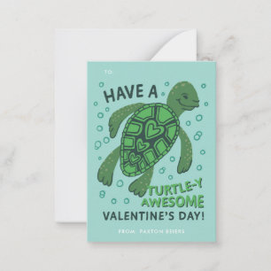 Turtle-Klassenzimmer Valentine's Exchange-Note-Kar Mitteilungskarte