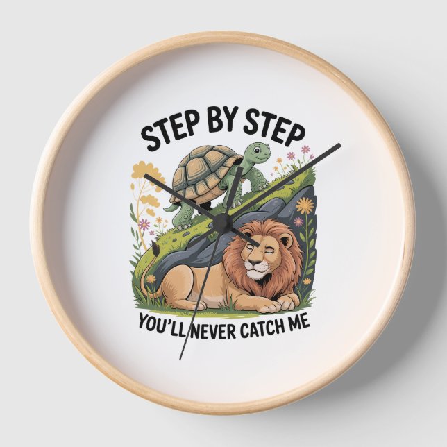 Turtle Lion Funny Uhr (Vorderseite)