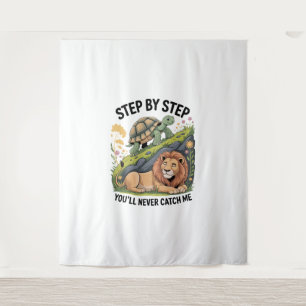 Turtle Lion Funny Wandteppich