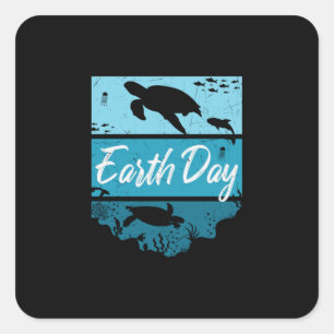 Turtle Lover   Earth Day Quadratischer Aufkleber