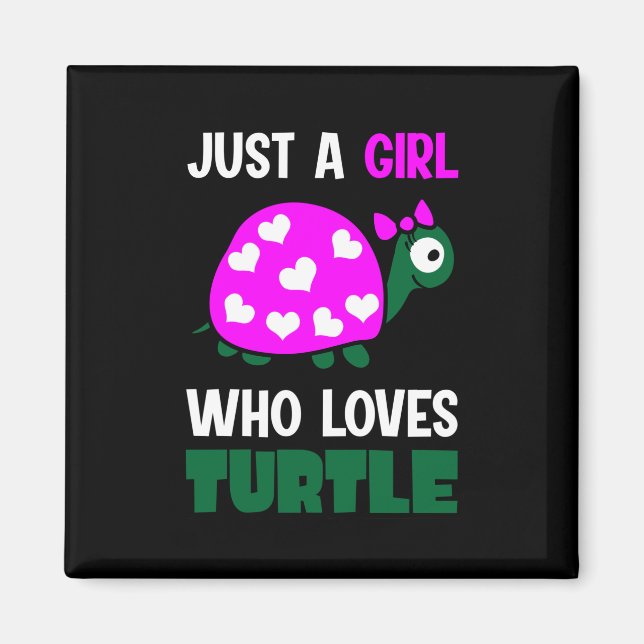 Turtle Lover | Ein Mädchen, das Schildkröten Liebe Magnet (Vorne)