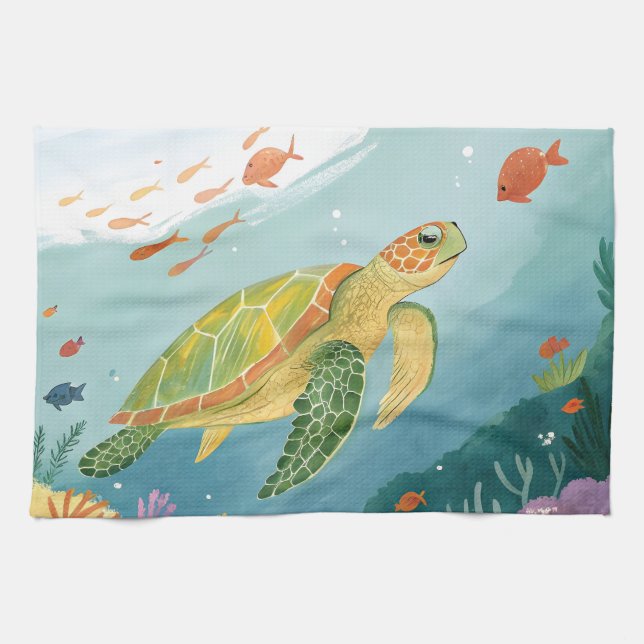 Turtle malen geschirrtuch (Horizontal)