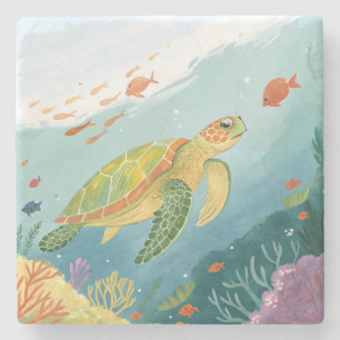 Turtle malen steinuntersetzer