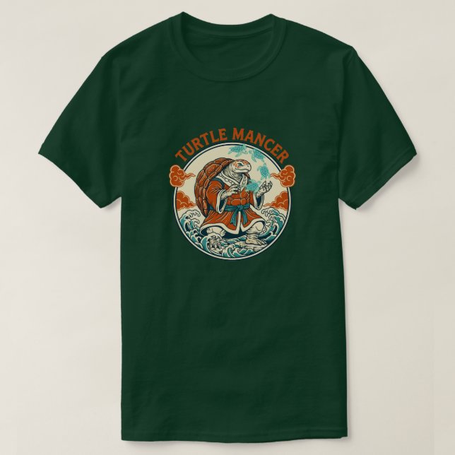 Turtle Mancer Mystic Ocean Waves Japanese Art T-Shirt (Design vorne)