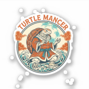 Turtle Mancer Mystiker Ozeanwellen Japanische Kuns Aufkleber