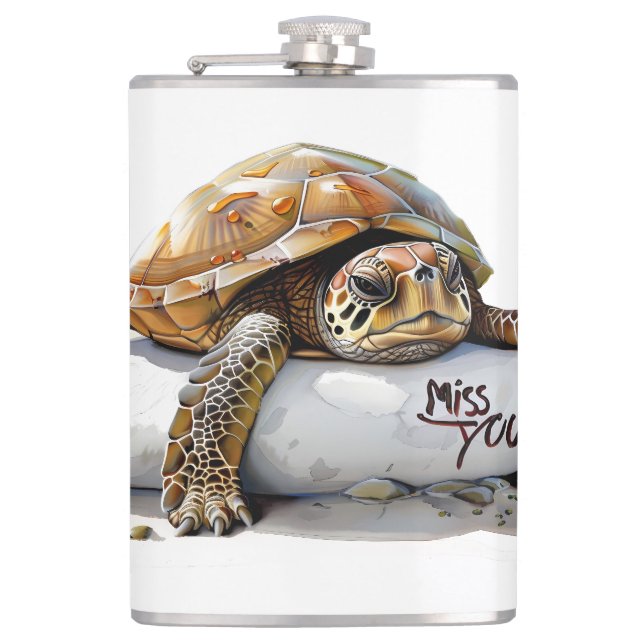 Turtle Miss You Flask Flachmann (Vorderseite)