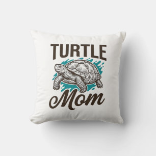 Turtle Mom Vintage-Stichzeichnung Vektor Design_1 Kissen