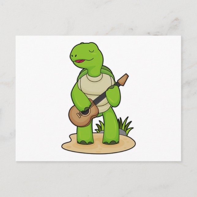 Turtle Musician Gitarre Postkarte (Vorderseite)