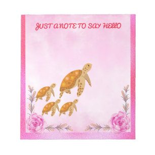 Turtle Mütterliche Liebe Personalisierte Rosa Akze Notizblock