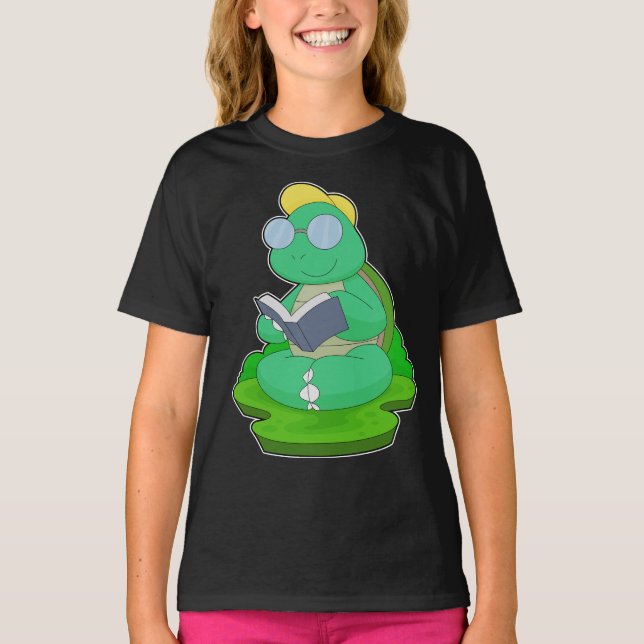 Turtle Nerd Book Glasses T-Shirt (Vorderseite)