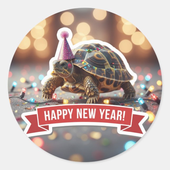 Turtle New Year Confetti Sticker (Vorderseite)