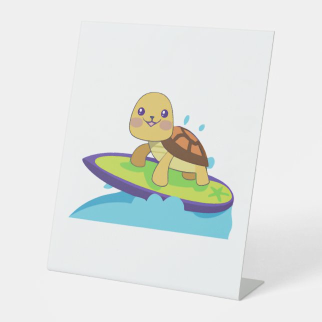 Turtle on surfboard sockelschild (Vorderseite)