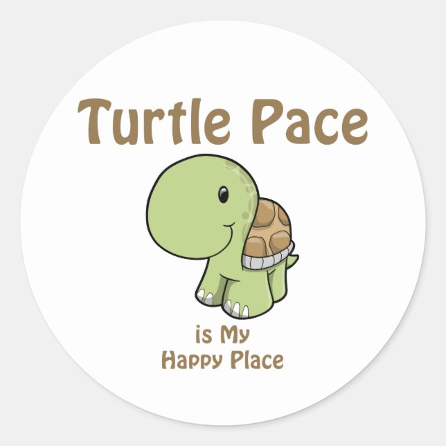 Turtle Pace - Happy Place Runder Aufkleber (Vorderseite)