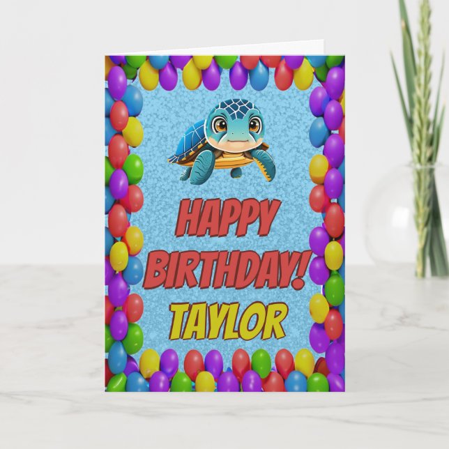 Turtle Personalisiert Fun Grußkarte Geburtstag Karte (Vorderseite)