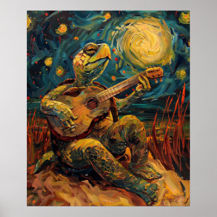 Turtle Playing Gitarre Außenposter Poster