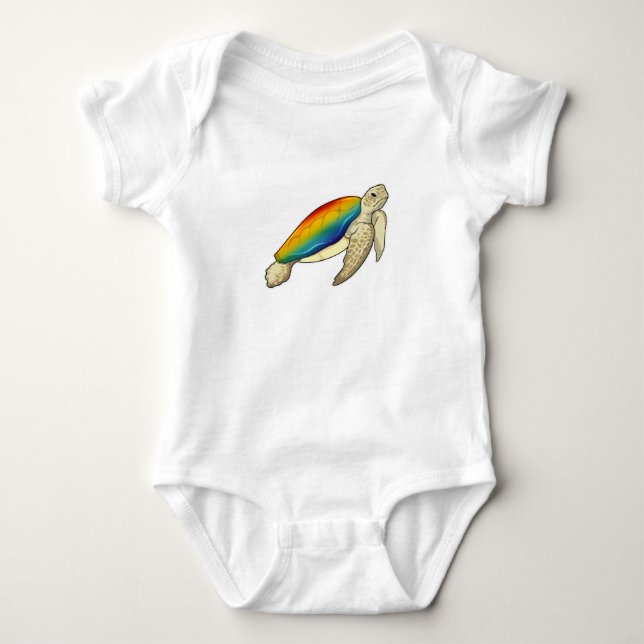 Turtle Rainbow Baby Strampler (Vorderseite)