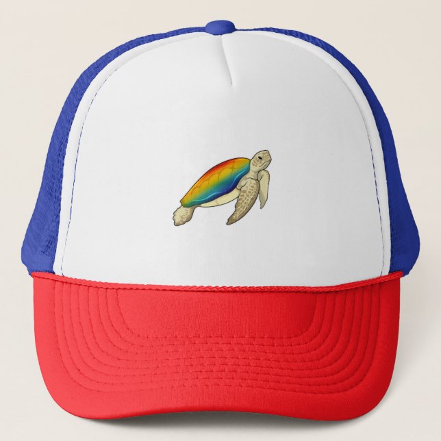 Turtle Rainbow Truckerkappe (Vorderseite)
