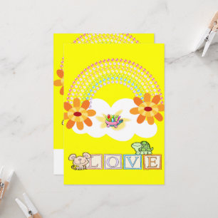 Turtle Rainbow Yellow Liebe Einladung