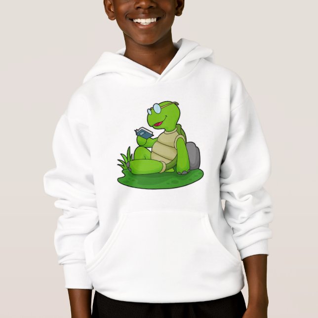 Turtle Reading Book Hoodie (Vorderseite)