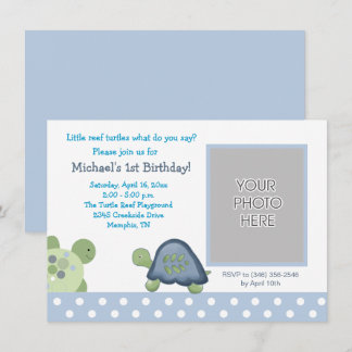 Turtle Reef Boys Birthday Tortoise Foto Einladung