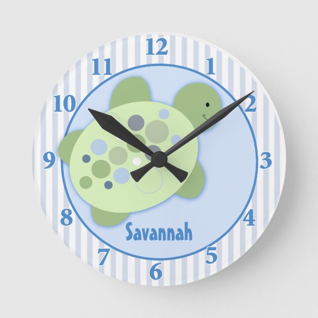 Turtle Reef Customized Nursery Wall Clock Runde Wanduhr (Vorderseite)