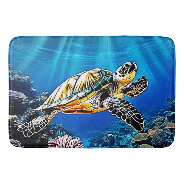Turtle Reef Glow Design Badematte (Vorderseite)