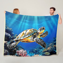 Turtle Reef Glow Design Fleecedecke