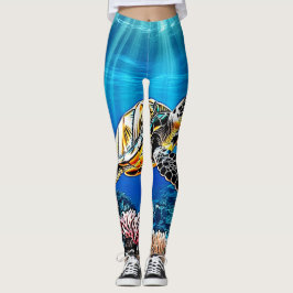 Turtle Reef Glow Design Leggings