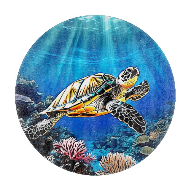 Turtle Reef Glow Design Schneidebrett (Vorderseite)