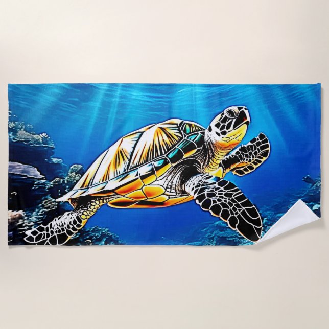 Turtle Reef Glow Design Strandtuch (Vorderseite)