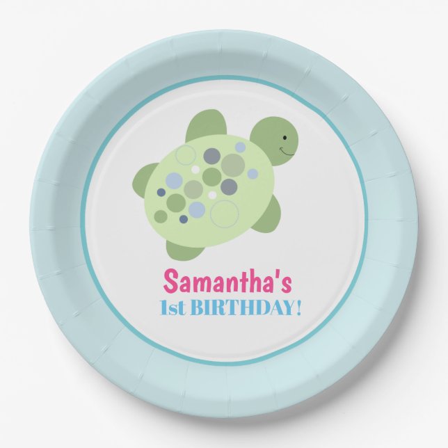 Turtle Reef Sea Turtle Birthday Paper Plate Pappteller (Vorderseite)