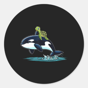 Turtle-Reitender Orca-Kostüm Meerestielliebhaber K Runder Aufkleber