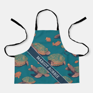 Turtle Retro Personalisiertes Muster Schürze