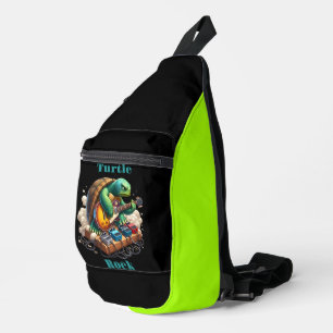 Turtle Rockstar Jamming auf Bühne Crossbody Bag