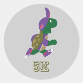 Turtle Runner 5K - Lila Runder Aufkleber