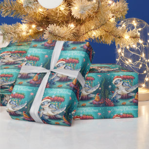 Turtle Santa Hut Unter dem Meer Weihnachtsfeier Geschenkpapier