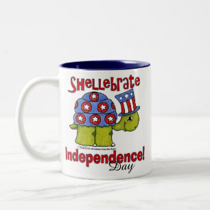 Turtle Shellebrate Unabhängigkeitstag! Zweifarbige Tasse