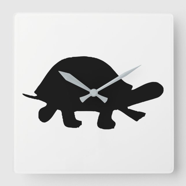 Turtle-Silhouette Quadratische Wanduhr (Vorderseite)